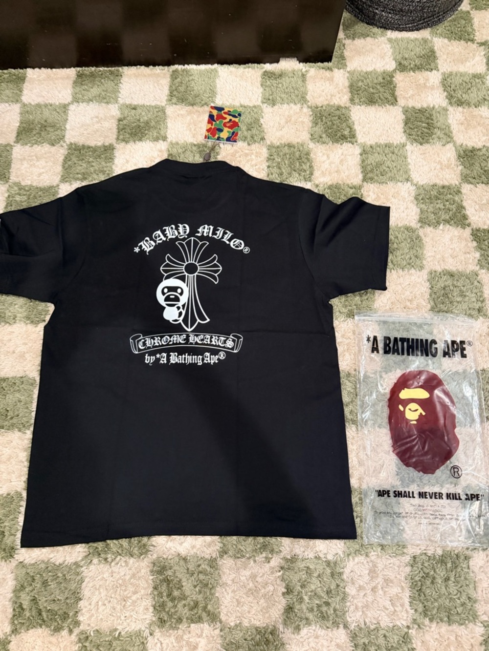 Bape Black Tee with White Graphic